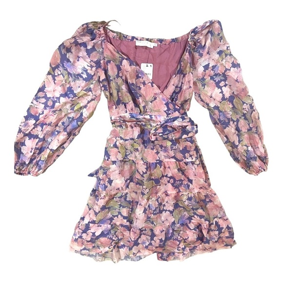 ASTR the Label x Free People Jannina Wrap Dress Sz M NEW MINI LENGTH - Picture 2 of 5